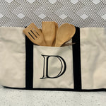 Monogrammed Stylish Canvas Tote Bag/ Wooden cooking spoons