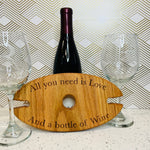 Wooden Wine and Glass Holder with 2 Glasses