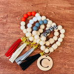 Wooden Initial Monogram Wristlet