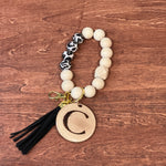 Wooden Initial Monogram Wristlet
